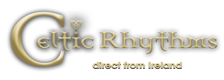 Breites Celtic Rhythms Logo mit dem Schriftzug Direct from Ireland
